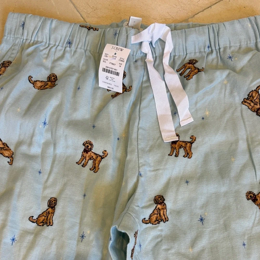 J. Crew Light Blue Pajama Labradoodle Pants - Picture 1 of 5